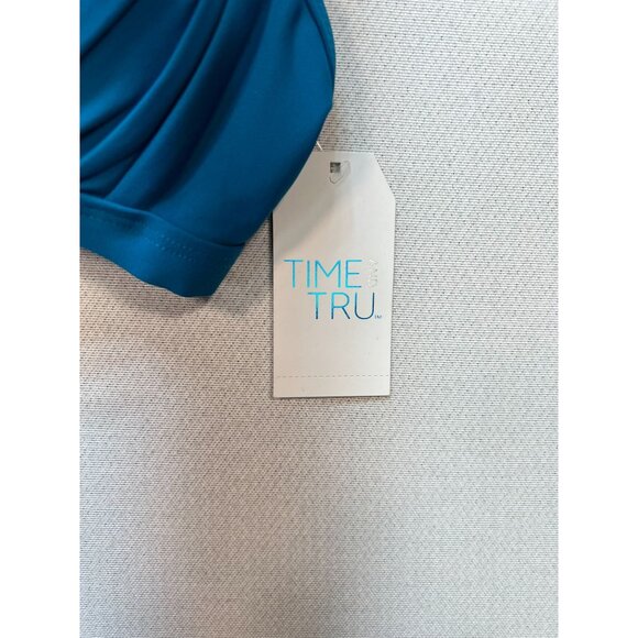 Time And Tru Women's Ruched Padded Swim Bikini Top Lightweight Size XL Blue NWT - Picture 4 of 13